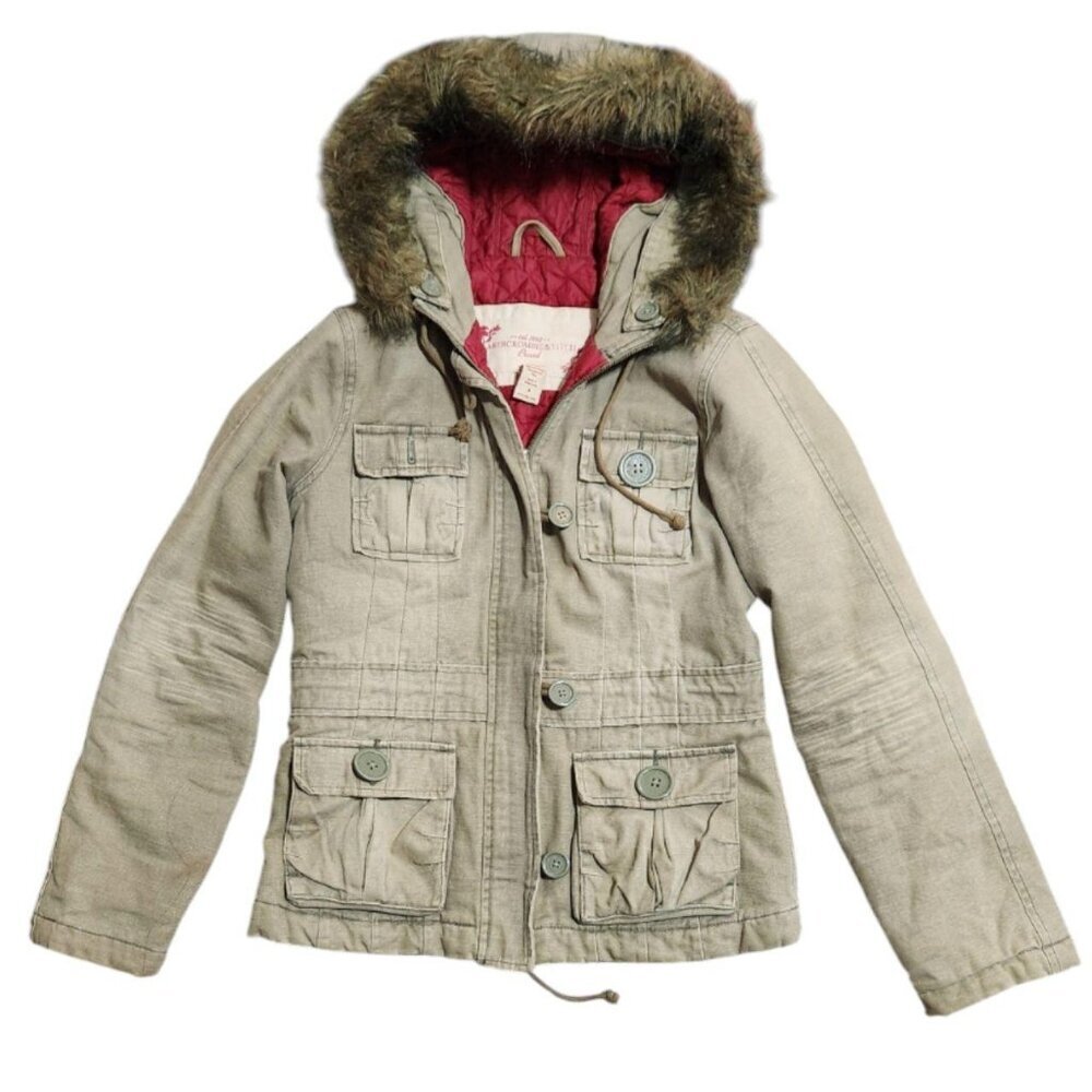 Abercrombie vintage quilted olive green jacket - Picture 3 of 7